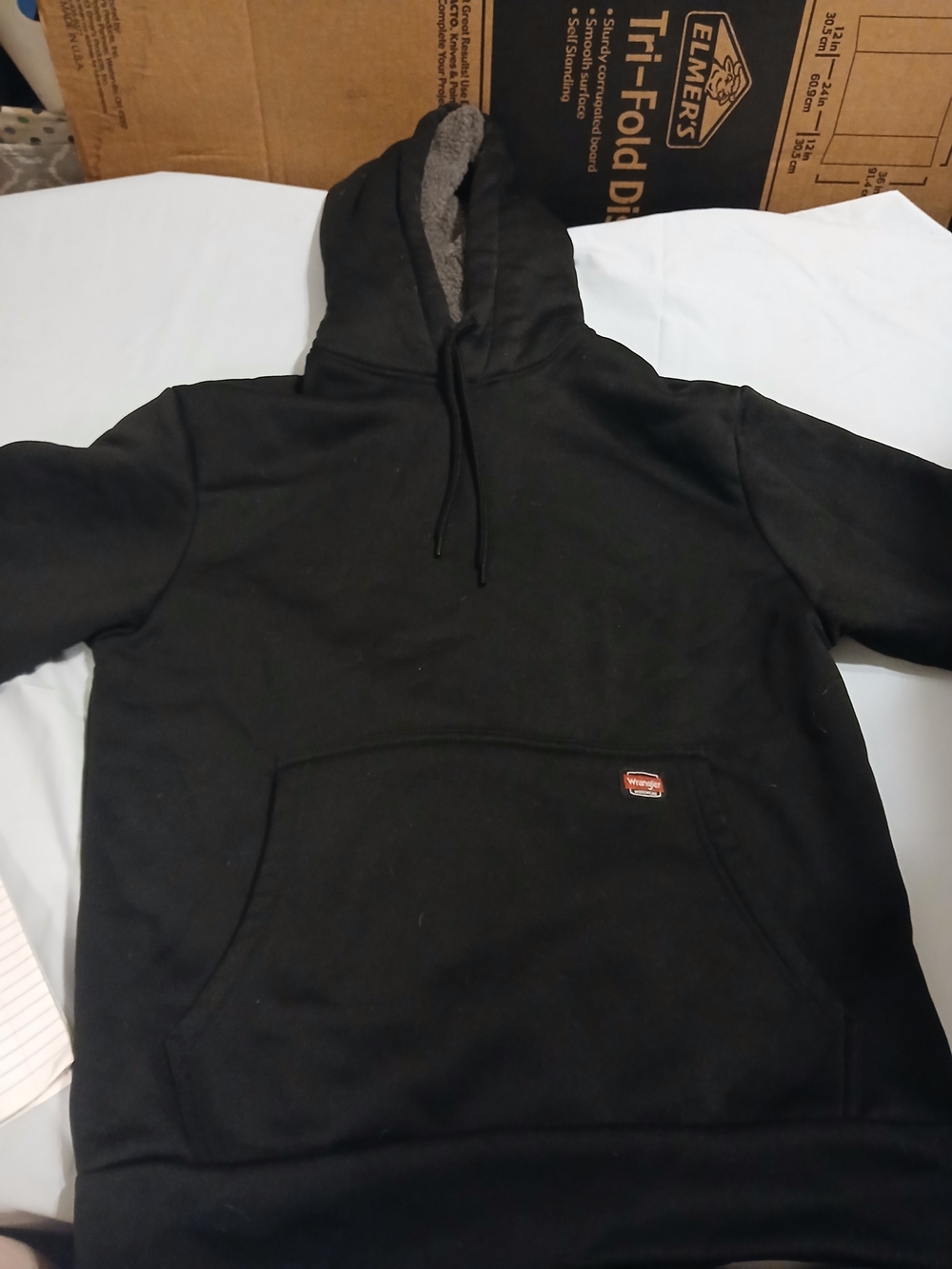 Wrangler Black Hooded Sweatshirt with Sherpa-Lined Hood